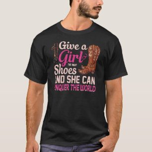 Camiseta Dê Sapatos Certos Para Meninas Cowgirl Para Menin