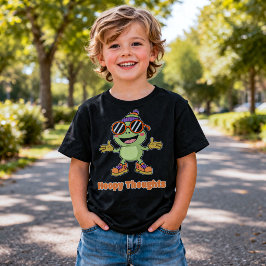 Camiseta de sapo com pensamentos alegres engraçado