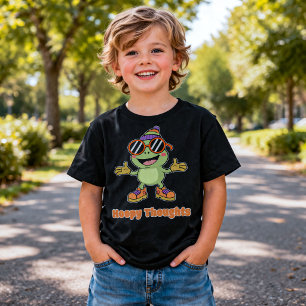 Camiseta de sapo com pensamentos alegres engraçado
