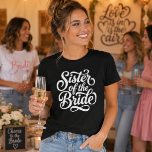 Camiseta de Script da Irmã da Noiva para Cortejo d