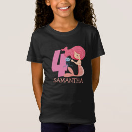 Camiseta de sereia de festa de 4 de aniversário