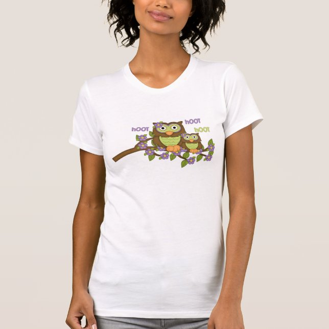 Camiseta de serra curta de coruja de cartoon Jerse (Frente)