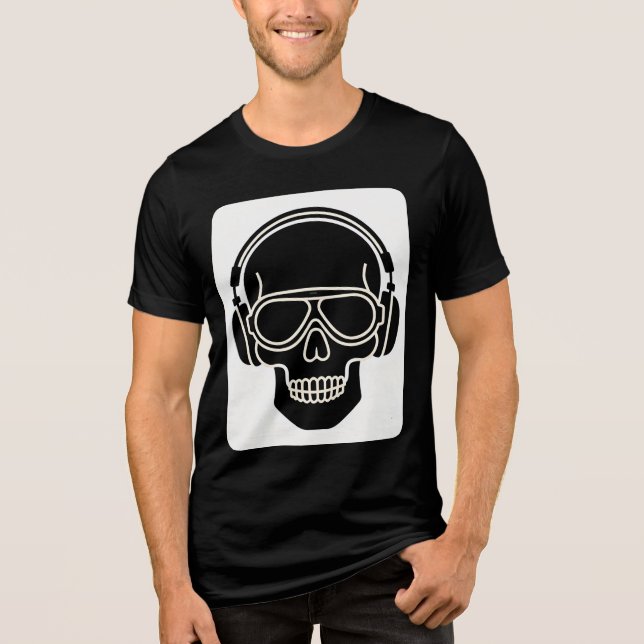 Camiseta de Silhueta de Cabeça com Fones de Ouvido (Frente)