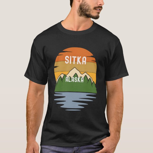 Camiseta De Sitka Alaska Vintage Sunset (Frente)