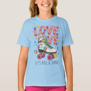 Camiseta de skate retrô fofa LOVE para meninas