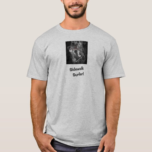 Camiseta de Skater Cinza Imagem Sidewalk Surfer Pr (Frente)