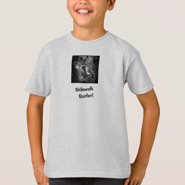 Camiseta de Skater Cinza Imagem Sidewalk Surfer Pr (Frente)