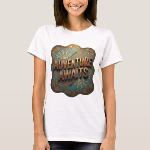 Camiseta de slogan AVENTURA ESPERA Cool Gold