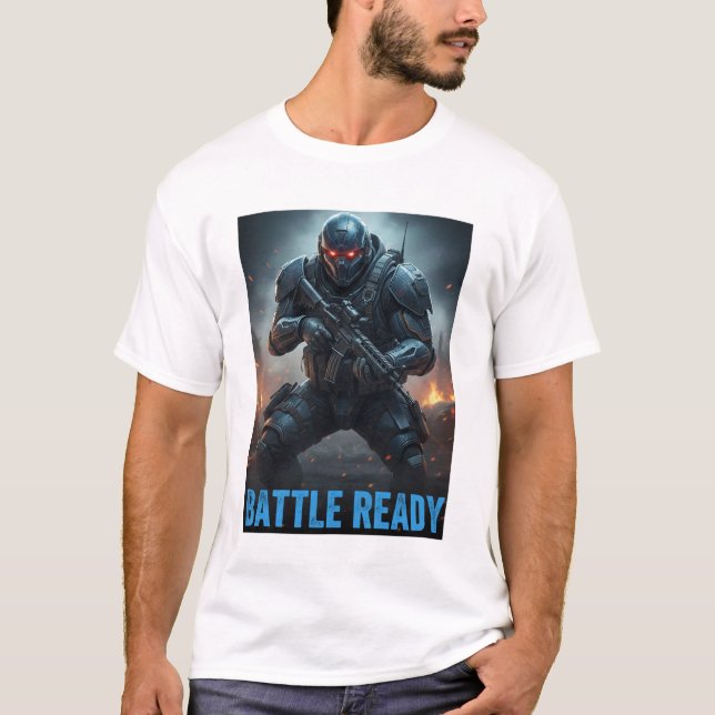 Camiseta de Soldado FPS Pronto para Batalha (Frente)