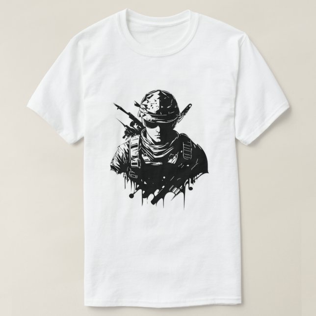 Camiseta de Soldado Orgulhoso – Honra, Coragem e F (Frente do Design)