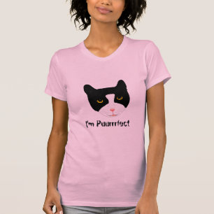 Camiseta de sorriso da cara do gato dela
