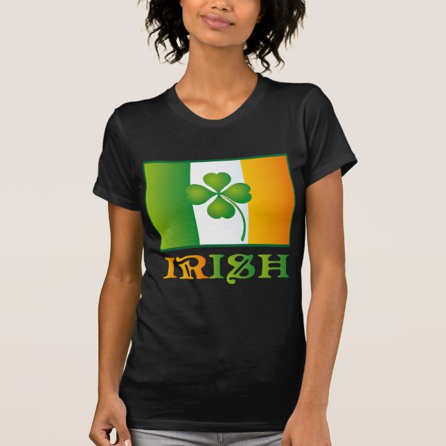 Camiseta De St Patrick irlandês da bandeira do trevo verde (Frente)