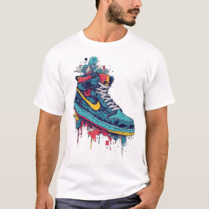 Camiseta de streetwear com arte de graffiti de tên