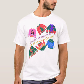 Camiseta de Suéter Feio, Gráfico de Feriado, Camis