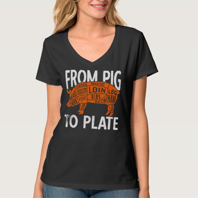 Camiseta De Suíno A Placa Compro De Carnes De Carneiro (Frente)