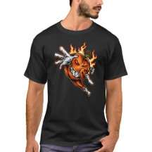 Camiseta de Super Abóbora Herói Fiery no Halloween