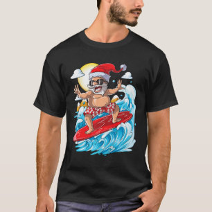 Camiseta de Surf Havaiano de Papai Noel Natal Verã