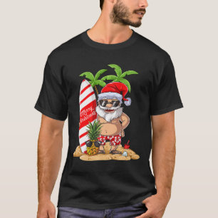 Camiseta de Surf Havaiano do Papai Noel Natal Verã