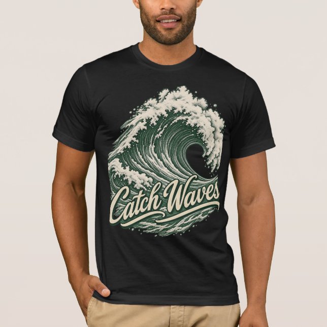 Camiseta de Surf Vintage Catch Waves (Frente)