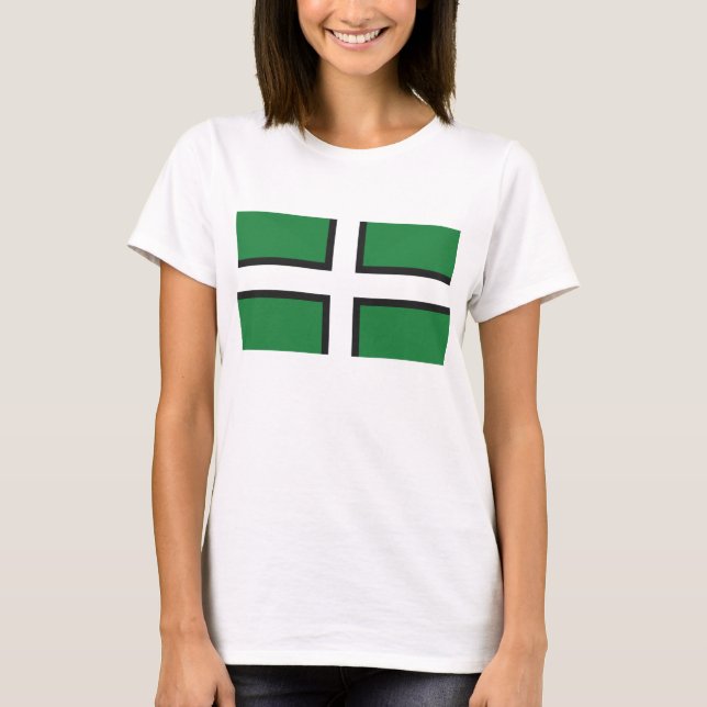 Camiseta De "T da bandeira Devon" das senhoras (Frente)