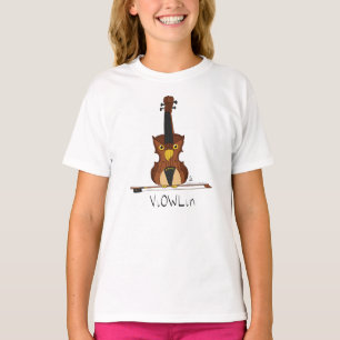 Camiseta de T da garota do VianiIn Violin Owl Musi