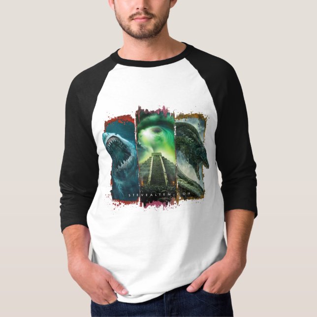 Camiseta De t-shirt básico do Raglan da Capa dos homens de (Frente)