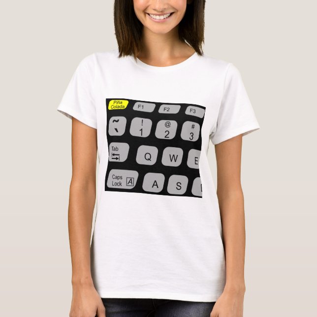 Camiseta De "t-shirt do teclado do escape Pina Colada" (Frente)