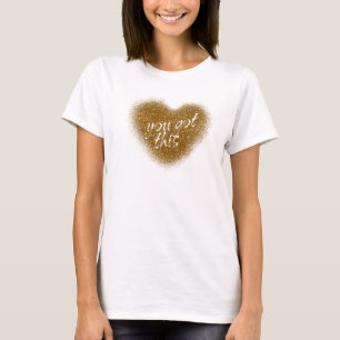 Camiseta de Tank Top com Coração e Brilho Dourado 