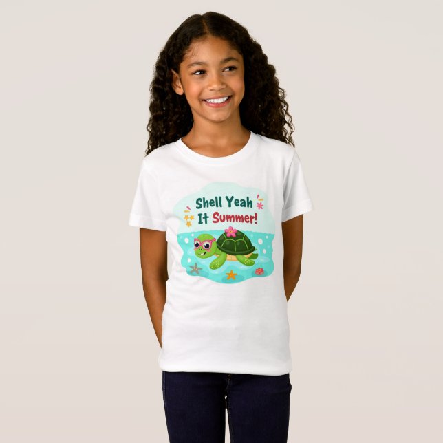 Camiseta de Tartaruga Marinha Shell Yeah It’s Summ (Frente Completa)
