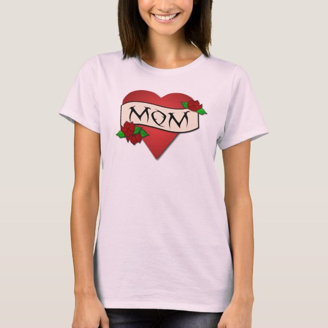 Camiseta de tatuagem cardíaca da mãe (Frente)