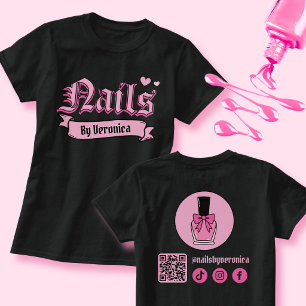 Camiseta de Tecnologia de Unhas com Letreiro Gótic