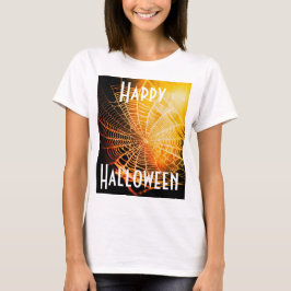 Camiseta de teia de aranha assustadora preta laran