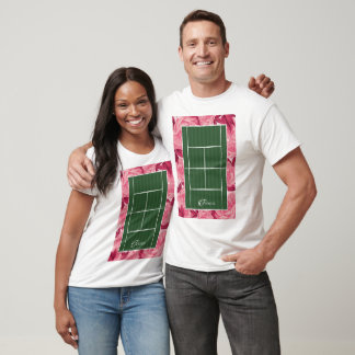 Camiseta de Ténis Rosa Floral para o Campo de Téni