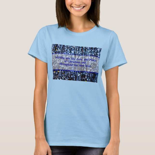 Camiseta de texto abstrato Luzes Azuis (Frente)