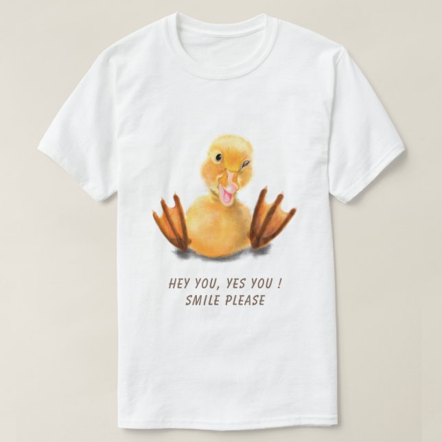 Camiseta de Texto Chamativo com Pato Amarelo (Frente do Design)