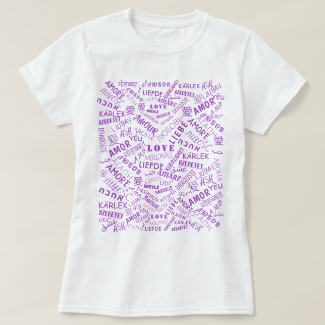 Camiseta de Texto de Amor Multilíngue - Escolher C (Frente do Design)