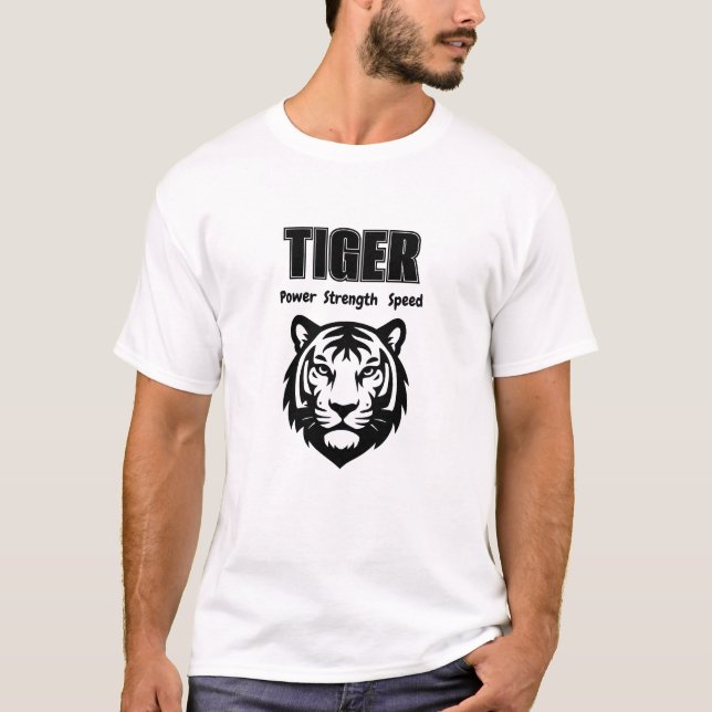 Camiseta de Texto Negrito "TIGER" - Potência, Forç (Frente)