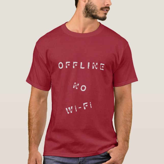 Camiseta de Texto Offline Reproduzível Sem Wi-Fi (Frente)