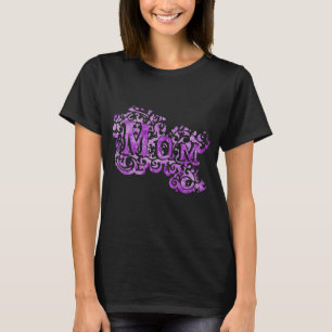 Camiseta de texto roxo decorativa da mãe