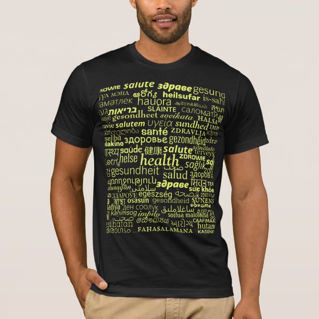 Camiseta de Texto sobre Saúde Escolha a Cor (Frente)