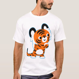 Camiseta de tigre de desenho animado interessado e