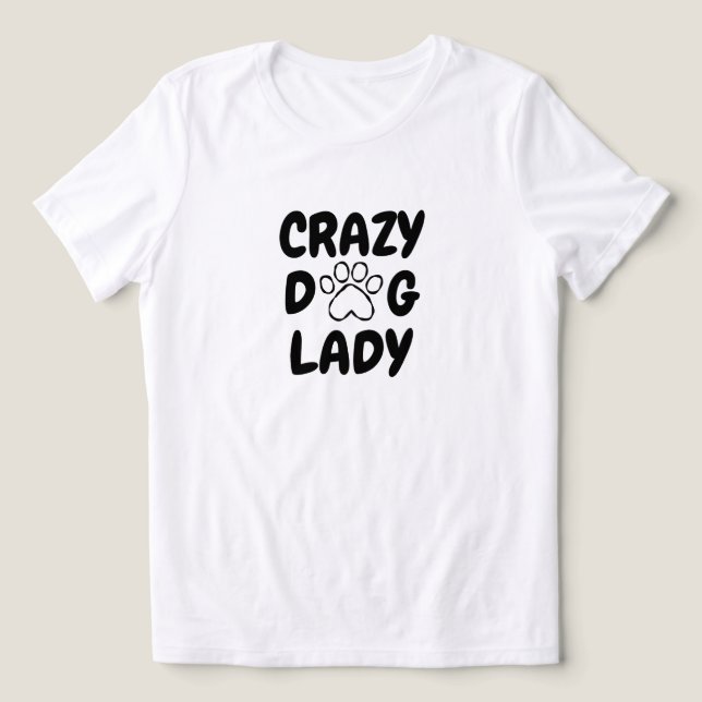 Camiseta de Tipografia Crazy Dog Lady - (Design frontal)