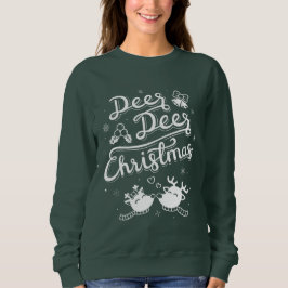 Camiseta de Tipografia de Natal com Punção de Rena