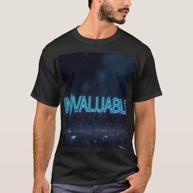 Camiseta de Tipografia Tech Neon Ciano (IN)VALIOSA (Frente)