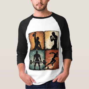 Camiseta de Treino de Silhueta de Fitness Vintage 