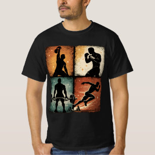 Camiseta de Treino de Silhueta de Fitness Vintage 