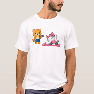 Camiseta de Treino na Academia para Casal de Gatos