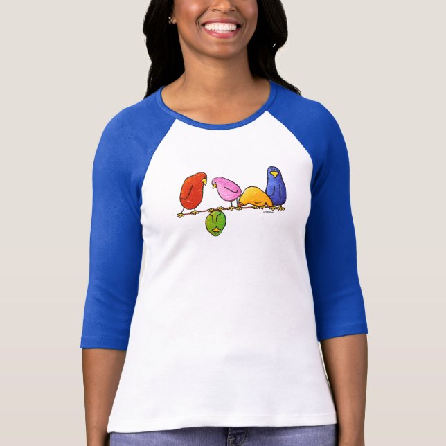 Camiseta De Tshirt do Raglan da luva das mulheres 3/4 (Frente)