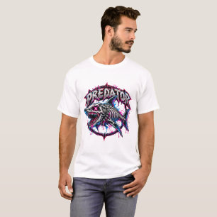 Camiseta de Tubarão Esqueleto Predador Apex, Cyber