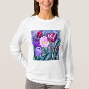 Camiseta de Tulipas Coloridas Pintadas